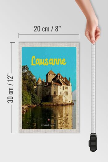 Panneau en bois voyage 20x30cm Château de Lausanne Lac Suisse 4