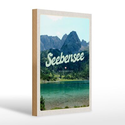 Cartel de madera viaje 20x30cm Seebensee Austria bosque naturaleza lago