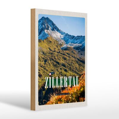 Cartel de madera viaje 20x30cm Zillertal montañas naturaleza bosque vacaciones