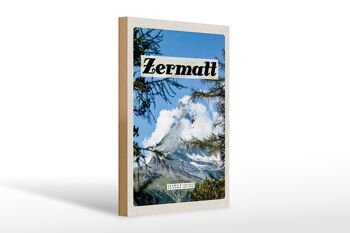 Panneau en bois voyage 20x30cm Zermatt Suisse Sapin de Noël hiver 1