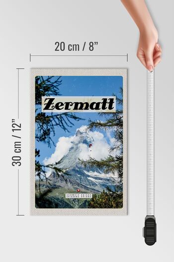 Panneau en bois voyage 20x30cm Zermatt Suisse Sapin de Noël hiver 4