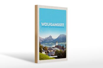 Panneau en bois voyage 20x30cm Lac Wolfgangsee destinations de vacances nature 1