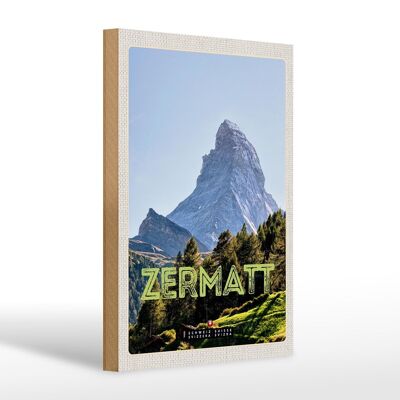 Holzschild Reise 20x30cm Zermatt Ansicht Ausblick Urlaubsort