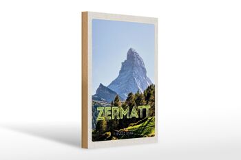 Panneau en bois voyage 20x30cm Zermatt vue destination de vacances 1