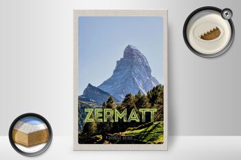 Panneau en bois voyage 20x30cm Zermatt vue destination de vacances 2