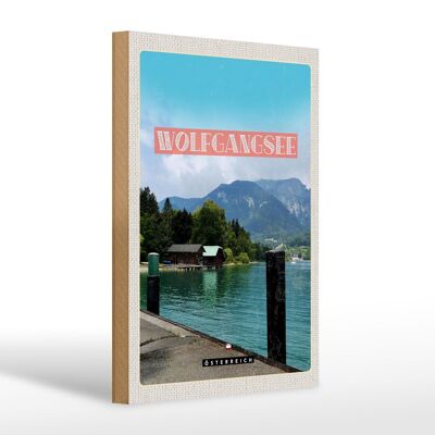 Cartel de madera viaje 20x30cm Wolfgangsee lago ciudad naturaleza vacaciones