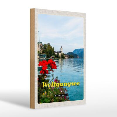 Cartello in legno da viaggio 20x30 cm Lago Wolfgangsee vacanza in famiglia natura