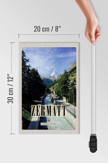 Panneau en bois voyage 20x30cm Zermatt rivière nature forêt lieu de vacances 4