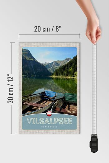 Panneau en bois voyage 20x30cm Vilsalpsee Autriche forêt bateau 4