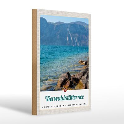 Cartel de madera viaje 20x30cm Lago de Lucerna Lago Suiza Naturaleza
