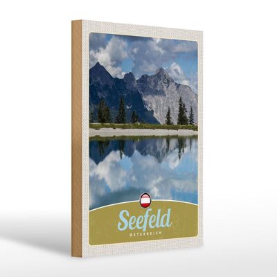 Cartello in legno da viaggio 20x30 cm Seefeld Austria escursione nella foresta