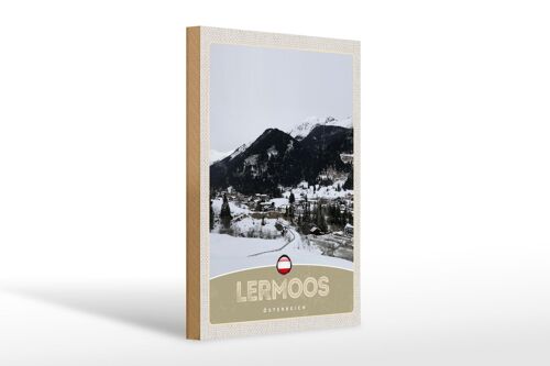 Holzschild Reise 20x30cm Lermoos Österreich Wälder Winterzeit