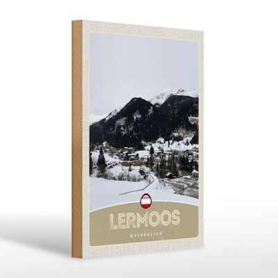 Cartello in legno da viaggio 20x30 cm Lermoos Austria foreste inverno