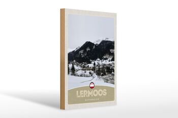 Panneau en bois voyage 20x30cm Lermoos Autriche forêts hivernales 1