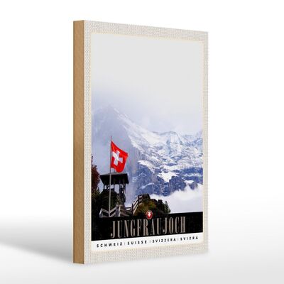 Cartel de madera viaje 20x30cm Jungfraujoch Suiza invierno