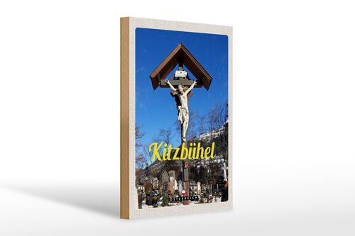 Holzschild Reise 20x30cm Kitzbühel Österreich Jesus Skulptur