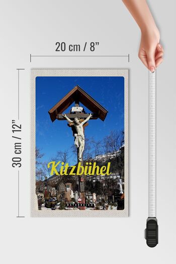 Panneau en bois voyage 20x30cm Kitzbühel Autriche Sculpture de Jésus 4