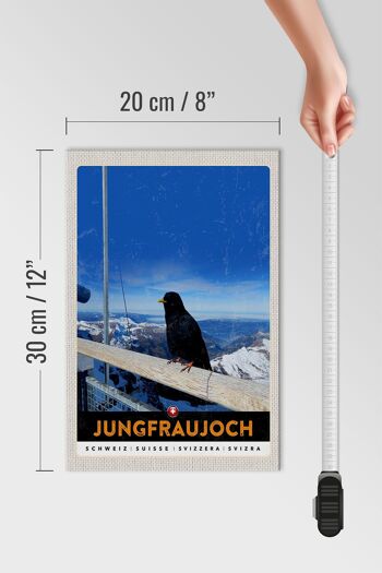 Panneau en bois voyage 20x30cm Jungfraujoch Suisse Corbeau Hiver 4