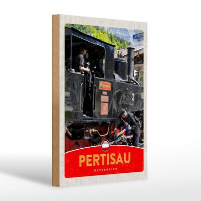 Cartel de madera viaje 20x30cm Locomotora Pertisau Austria
