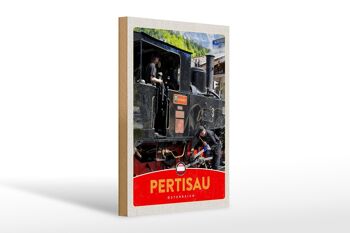 Panneau en bois voyage 20x30cm Locomotive Pertisau Autriche 1