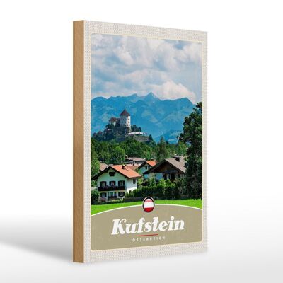 Cartel de madera viaje 20x30cm Kufstein Austria bosques montañas