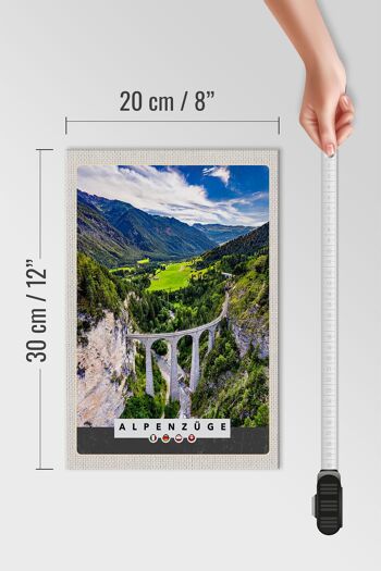 Panneau en bois voyage 20x30cm Trains alpins Suisse Autriche nature 4