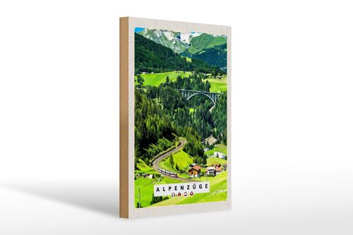 Holzschild Reise 20x30cm Alpenzüge Schweiz Österreich Brücke