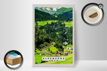 Panneau en bois voyage 20x30cm Trains alpins Suisse Autriche pont 2