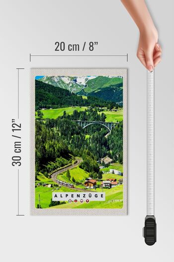 Panneau en bois voyage 20x30cm Trains alpins Suisse Autriche pont 4