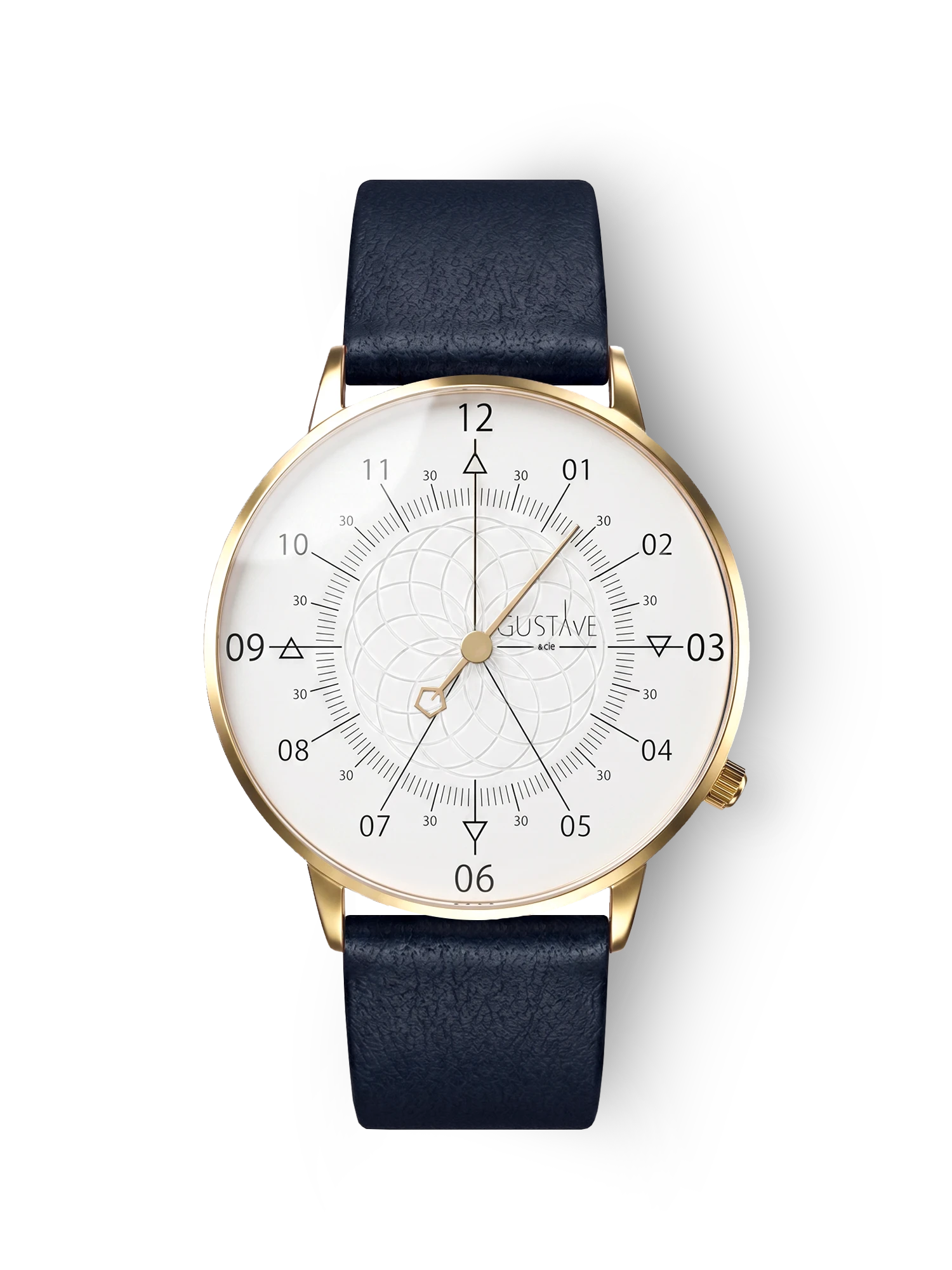 Louis 12H Gold- und Weißuhr – 40 mm blaues Lederarmband