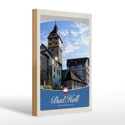 Cartello da viaggio in legno 20x30 cm Bad Hall Building Festa medievale