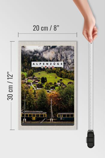 Panneau en bois voyage 20x30cm Trains alpins Suisse train maisons de vallée 4