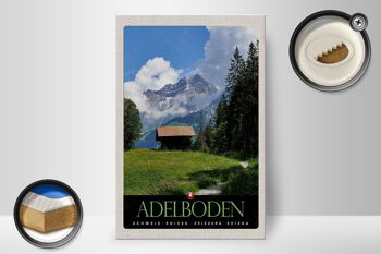Panneau en bois voyage 20x30cm Adelboden Suisse chalet forestier 2