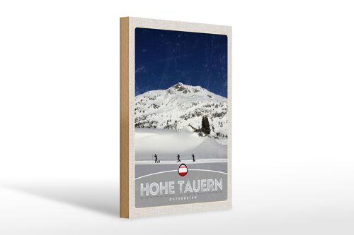 Holzschild Reise 20x30cm Hohe Tauern Skitour wandern Schnee