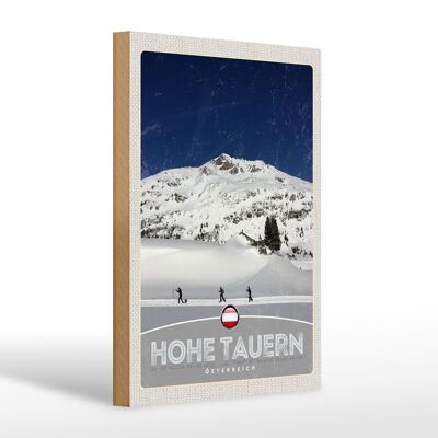 Wooden sign travel 20x30cm Hohe Tauern ski tour hiking snow
