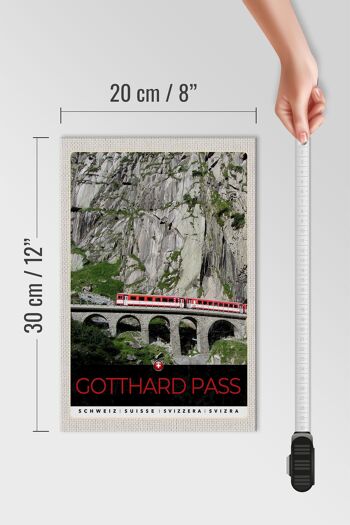 Panneau en bois voyage 20x30cm Locomotive du Col du Saint-Gothard Suisse 4