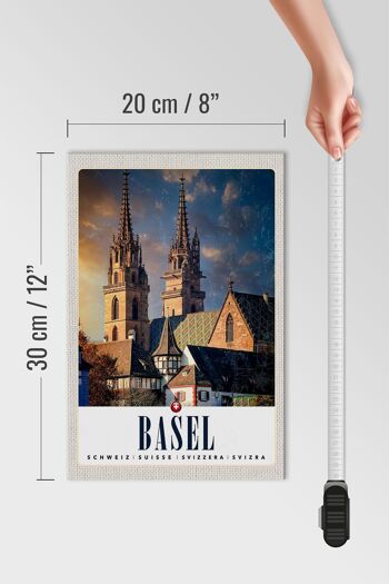 Panneau en bois voyage 20x30cm Architecture d'église de Bâle Suisse 4