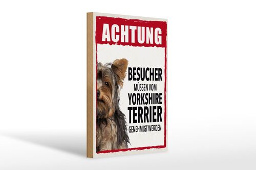 Holzschild Spruch 20x30cm Tiere Achtung Yorkshire Terrier