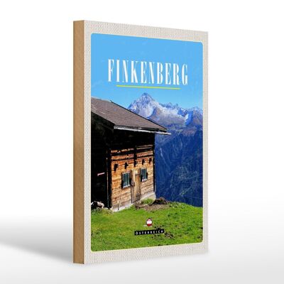 Cartel de madera viaje 20x30cm Finkenberg casa natural montaña senderismo