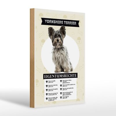 Panneau en bois indiquant les droits de propriété du Yorkshire Terrier, 20x30cm