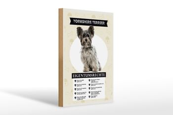 Panneau en bois indiquant les droits de propriété du Yorkshire Terrier, 20x30cm 1