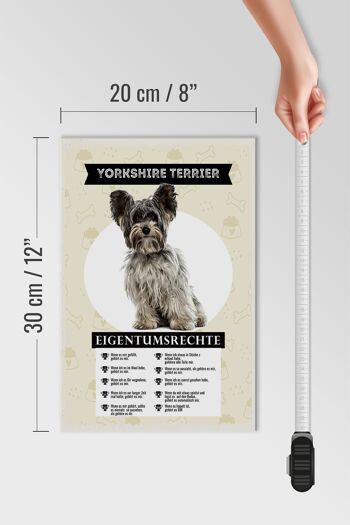 Panneau en bois indiquant les droits de propriété du Yorkshire Terrier, 20x30cm 4