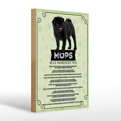 Holzschild Spruch 20x30cm Tiere Mops Hausordnung Hunde