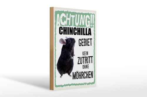 Holzschild Spruch 20x30cm Tiere Achtung Chinchilla Gebiet