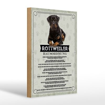 Letrero de madera que dice 20x30cm animales Rottweiler reglas de la casa perros