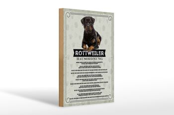 Panneau en bois disant 20x30cm animaux Rottweiler règles de la maison chiens 1