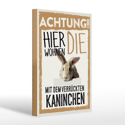 Holzschild Spruch 20x30cm Tiere Achtung hier Kaninchen