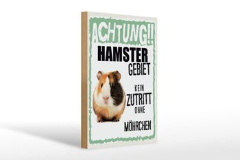 Panneau en bois indiquant 20x30cm animaux attention zone hamster 1