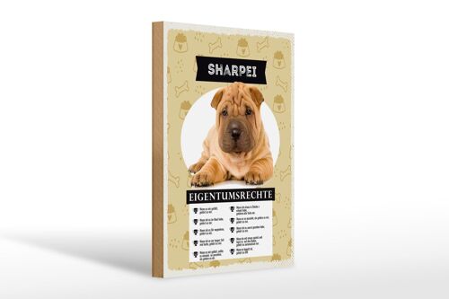 Holzschild Spruch 20x30cm Sharpei Eigentumsrechte Geschenk