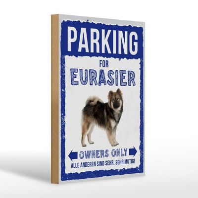 Letrero de madera que dice estacionamiento 20x30cm para regalo de perro eurasier